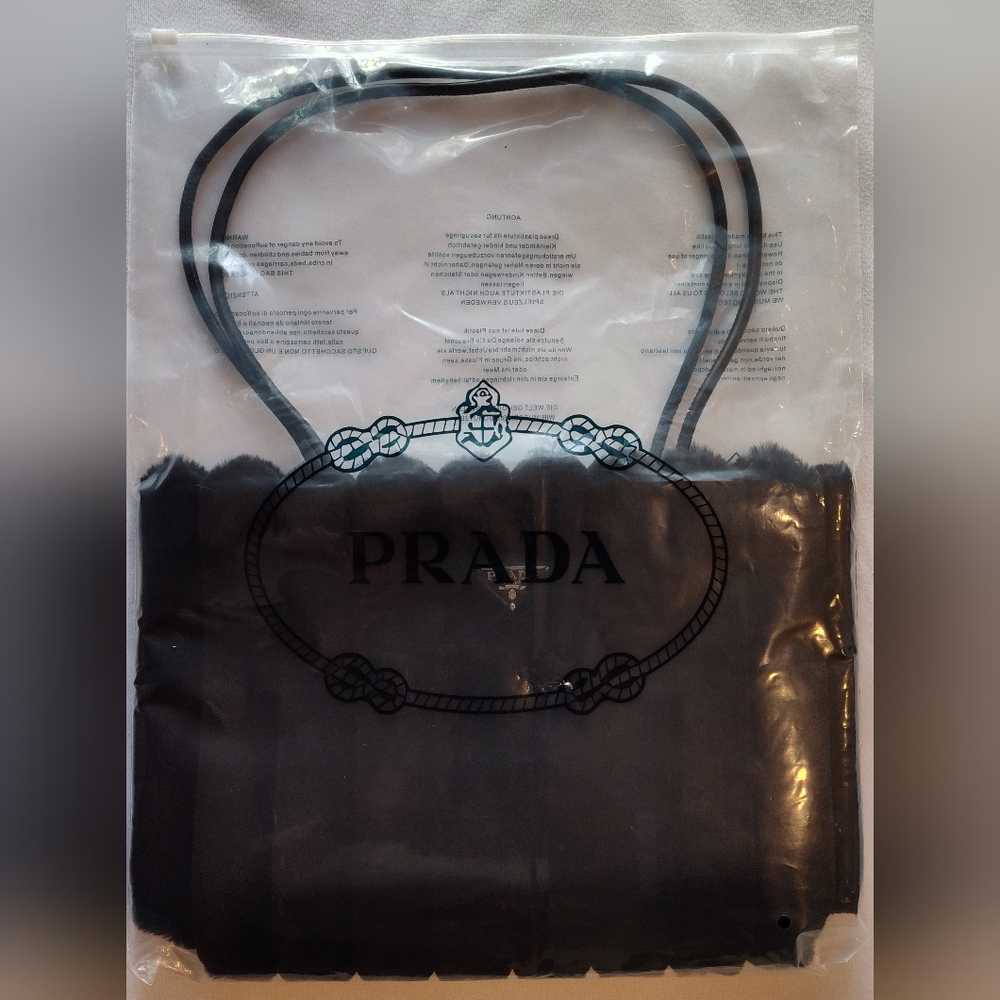 PRADA NEW Black Faux Mink Fur Tote Bag New Redemption Exclusive Bag NWT VIP GIFT - Picture 4 of 14